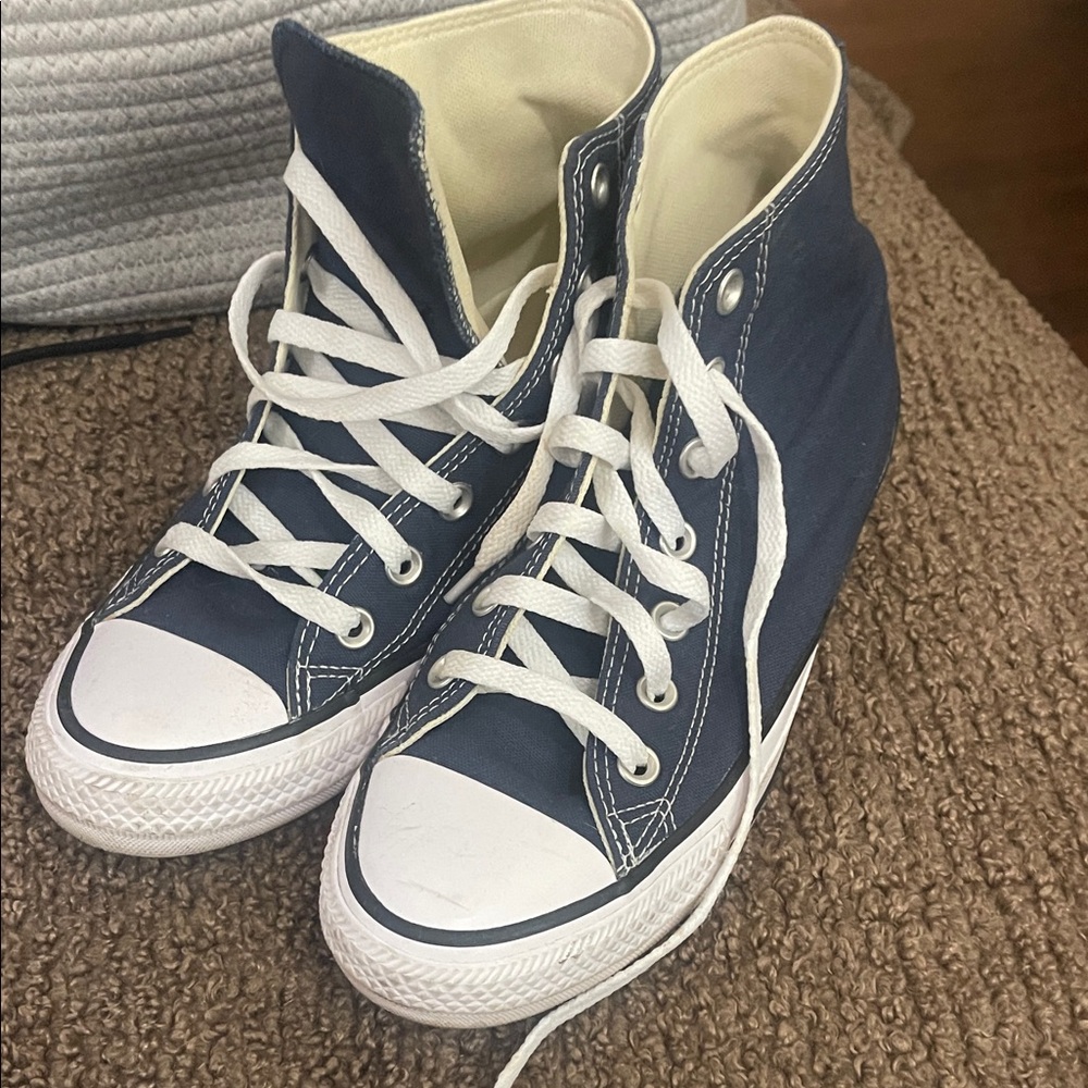 Classic High-Top Navy and White Sneakers